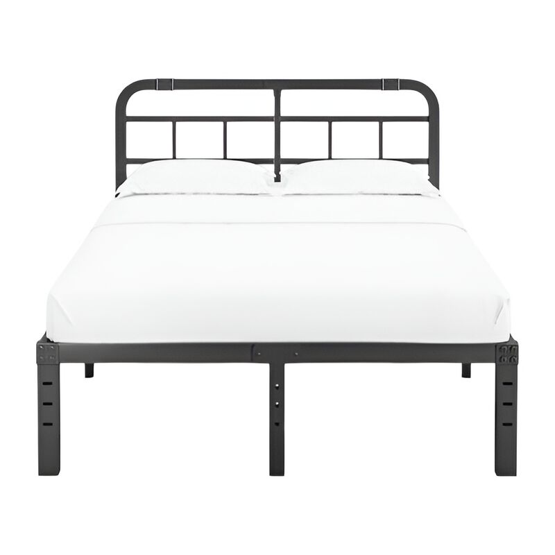 Heavy Duty Black Metal Platform Bed Frame with Headboard