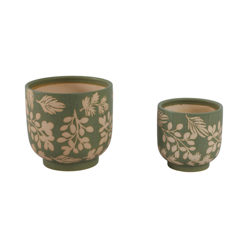 S/2 Hand Painted Leaf Planters image number 2
