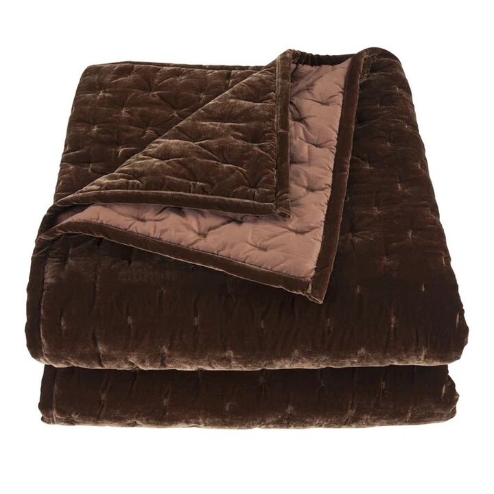 Stella Pintuck Brown Twin Quilt Set