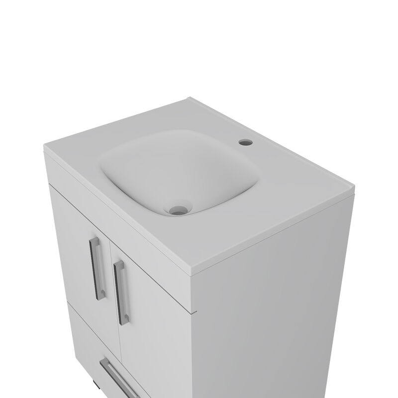 DEPOT E-SHOP Essential Single Bathroom Vanity, One Draw, Double Door Cabinet, White