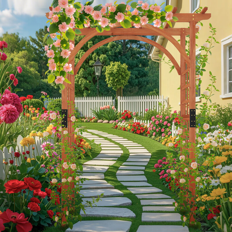 Outdoor Garden Archway Pergola with Lattice Trellis &ndash; Perfect for Climbing Vines & Bridal Decor