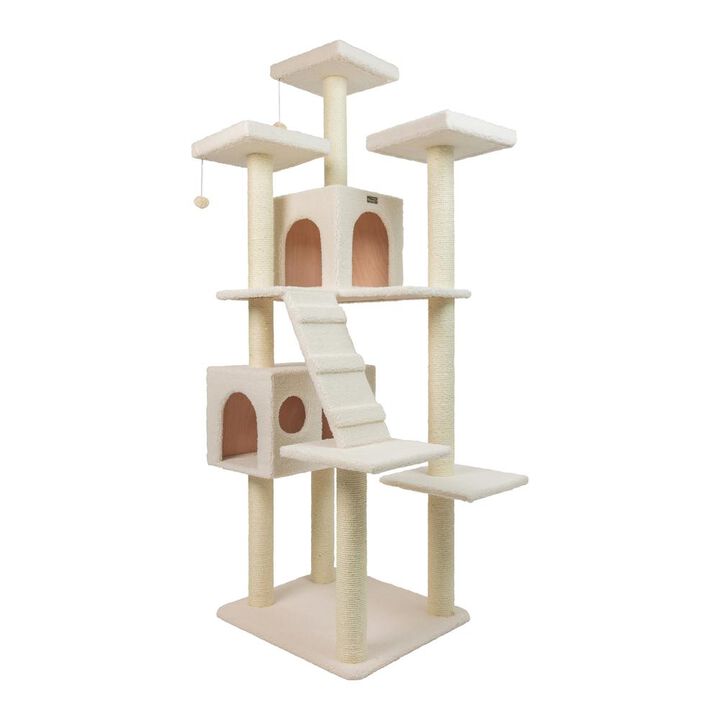 Armarkat Real Wood Cat Tree In Ivory, Jackson Galaxy Approved, Multi Levels With Ramp