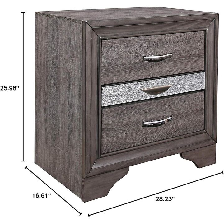 Global Furniture USA Traditional Glam Seville Grey Nightstand, Malamine Grey