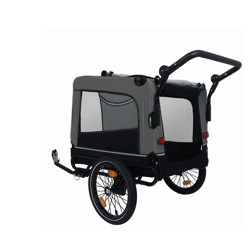 88LB Capacity 2-in-1 Pet Bike Trailer & Push Cart with All-Terrain Wheels image number 4