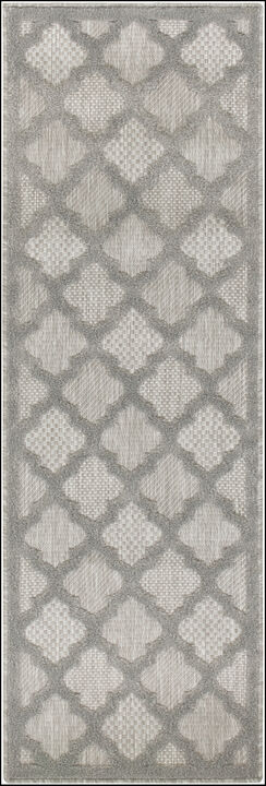 HomeRoots 6' Silver And Gray Geometric Indoor Outdoor Area Rug