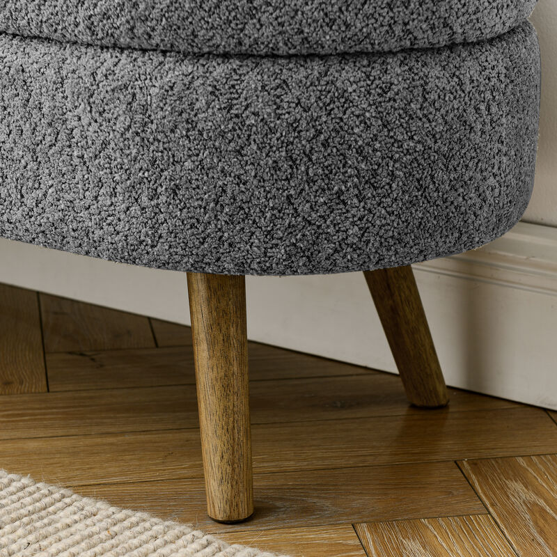 TATEUS Footstool Ottoman with Storage with Rubber Wood Legs