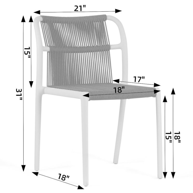 Glamour Home Set of 2 Belden Blue Woven Rope Fabric Dining Chair with Plastic Frame