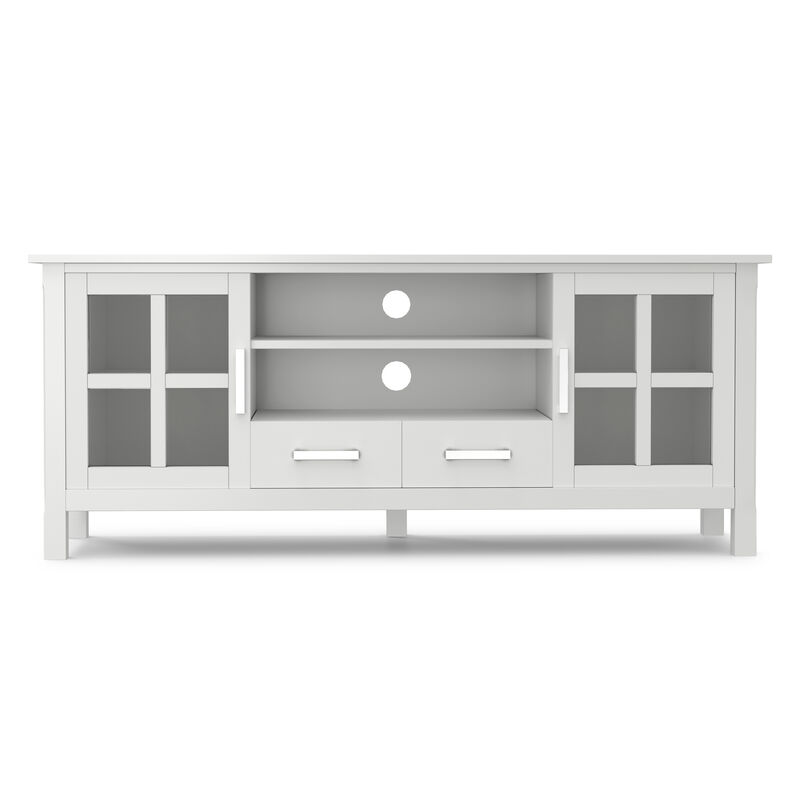 Kitchener SOLID WOOD 60 inch Wide Contemporary TV Media Stand in White For TVs up to 65 inches image number 2