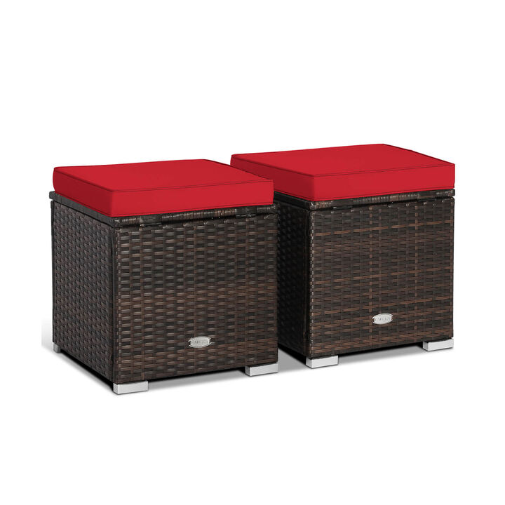 2 Pieces Patio Ottoman with Removable Cushions