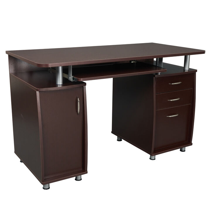 Complete Workstation Computer Desk with Storage, Chocolate