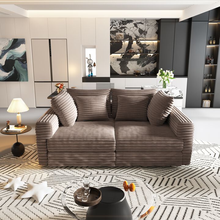 Nodwim 102.4 " Plush Corduroy 4-Seat Convertible  Sofa