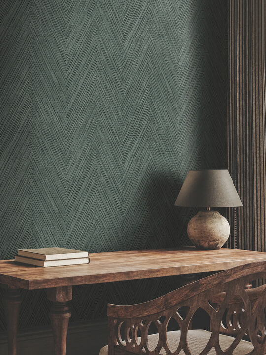 Thatched Chevron Bottle Green Wallpaper