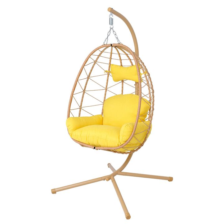 Hivvago Wicker Hanging Egg Chair with Stand
