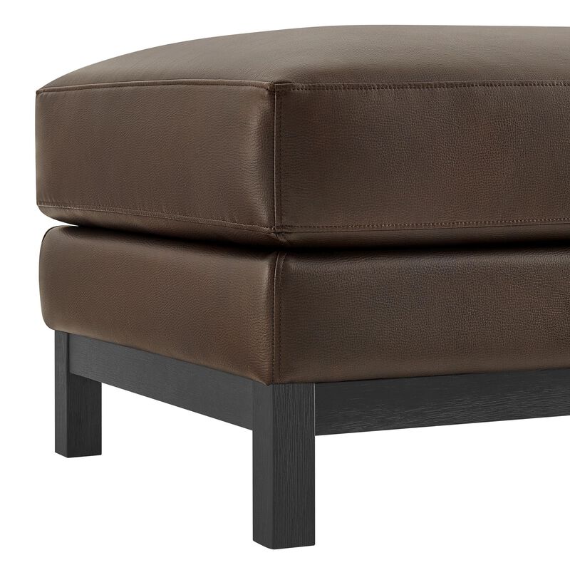 Modway Roscoe Vegan Leather Ottoman in Toast - Faux Leather Rectangular Footstool for Living Room, Bedroom, or Lounge Seating image number 7