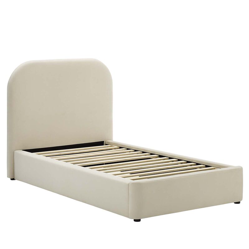 Keynote Performance Velvet Curved Twin Platform Bed image number 2