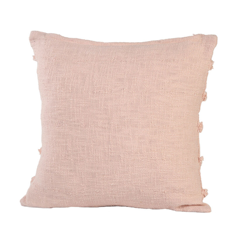 HomeRoots Set of Two Pink Ribbed Cotton Throw Pillows With Fringe image number 3