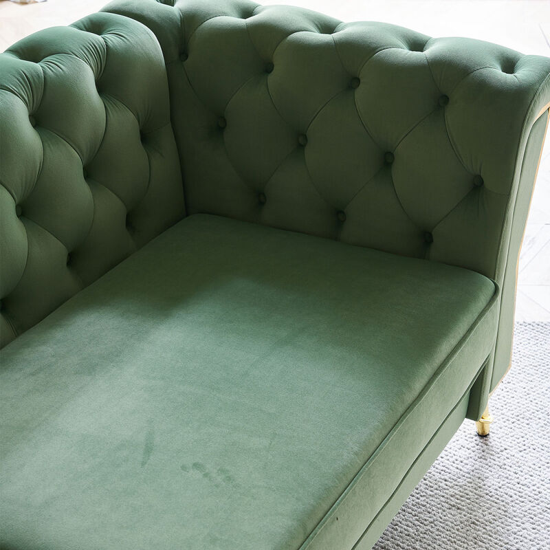 Modern Tufted Velvet Sofa 87.4 inch for Living Room Mint Green Color