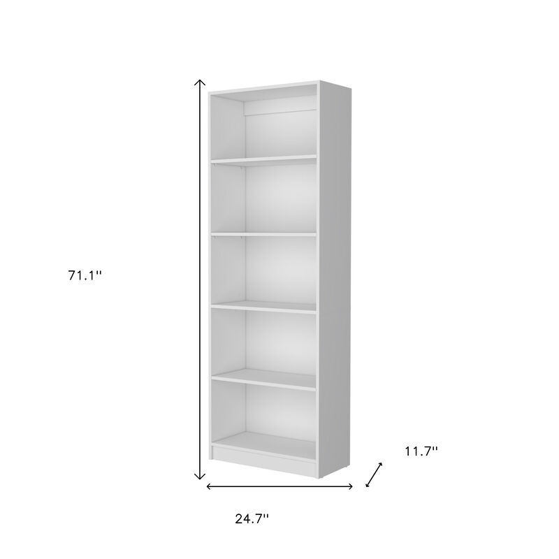 HomeRoots 71" White Wood Five Tier Bookcase image number 4
