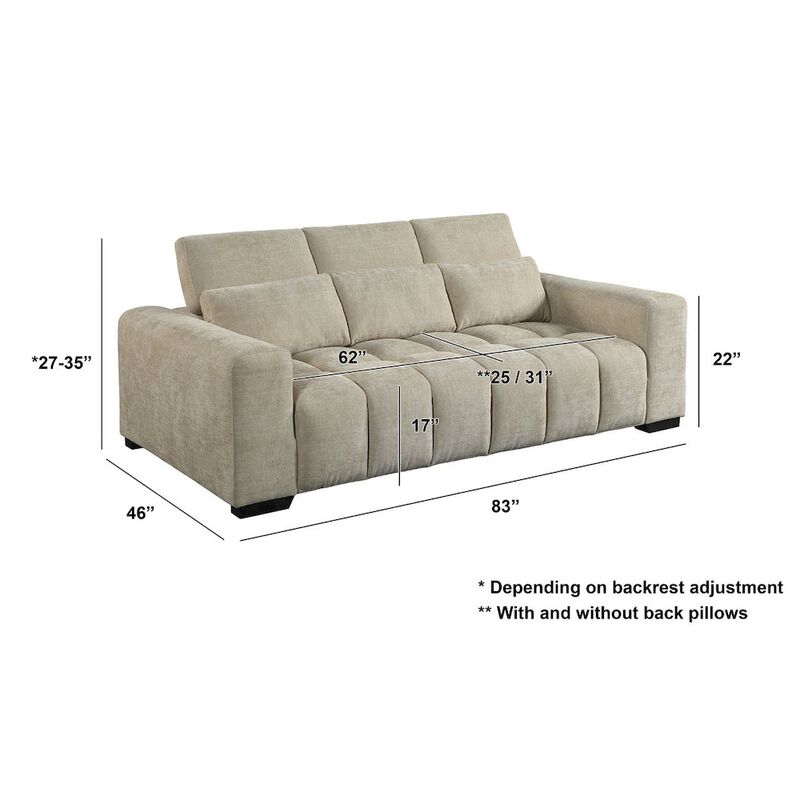 Best Quality Furniture 3 Seater Sofa In Beige With Adjustable Back