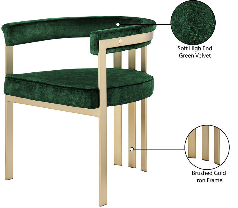 Meridian Furniture Marcello Green Velvet Dining Chair, Set of 2 image number 7