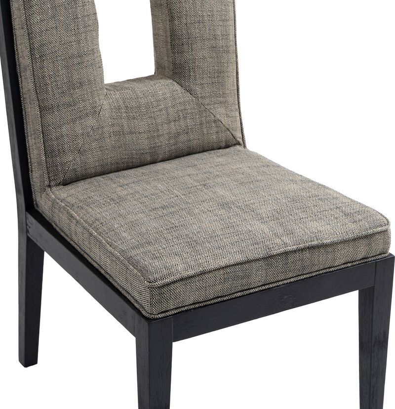 Meridian Furniture Gwendolyn Grey Linen Textured Fabric Dining Side Chair, Set of 2
