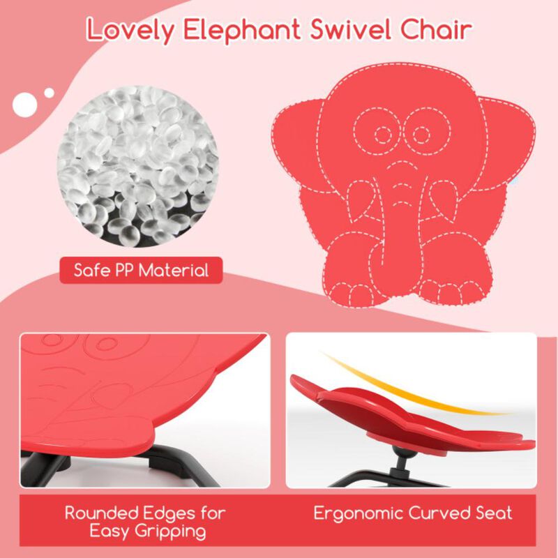 Hivvago Kids Sensory Swivel Chair Elephant 360° Spinning Chair with Non-Slip Metal Base