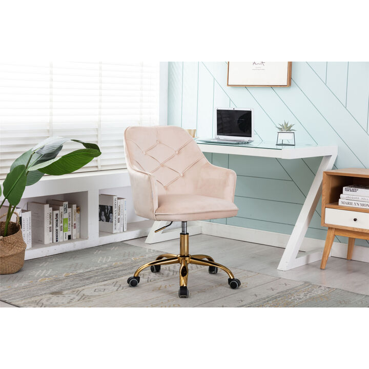 Velvet Swivel Shell Chair for Living Room, Office chair, Modern Leisure ARMCHAIR Beige