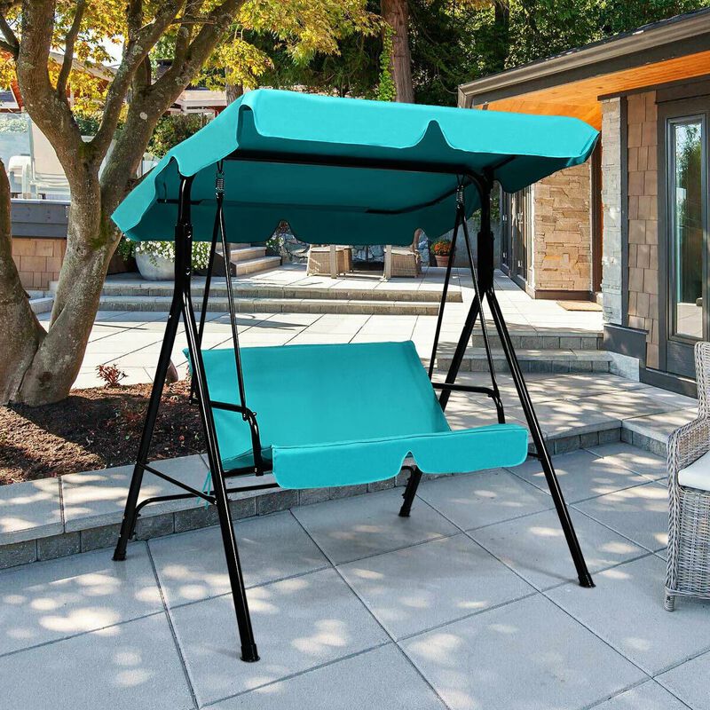 Mondawe 2 Person Weather Resistant Canopy Swing for Porch Garden Backyard Lawn