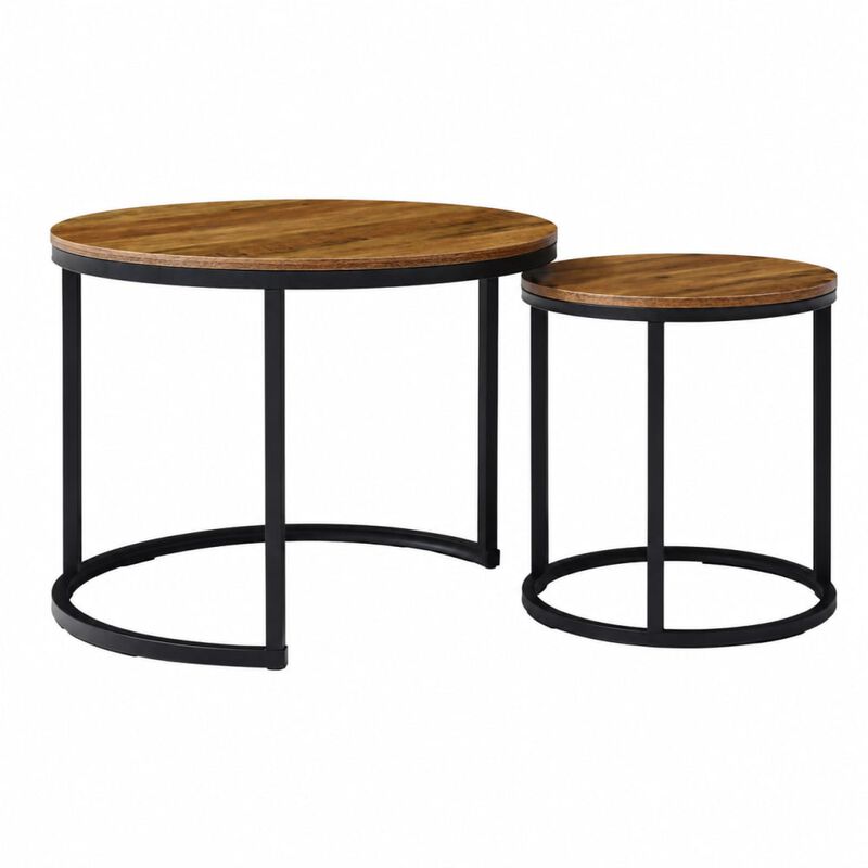 GOODSILO Set of 2 Nesting Coffee Tables Flexible Separable Combined Design for Living Room Bedroom Apartment Small Space Use as Side Table Nightstand Display Shelf image number 0