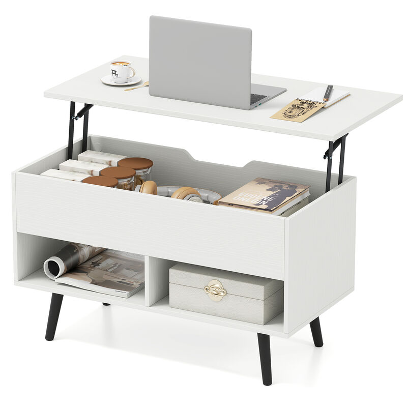 31.5" Modern Coffee Table with Lift-Top Storage and 2 Shelves image number 3