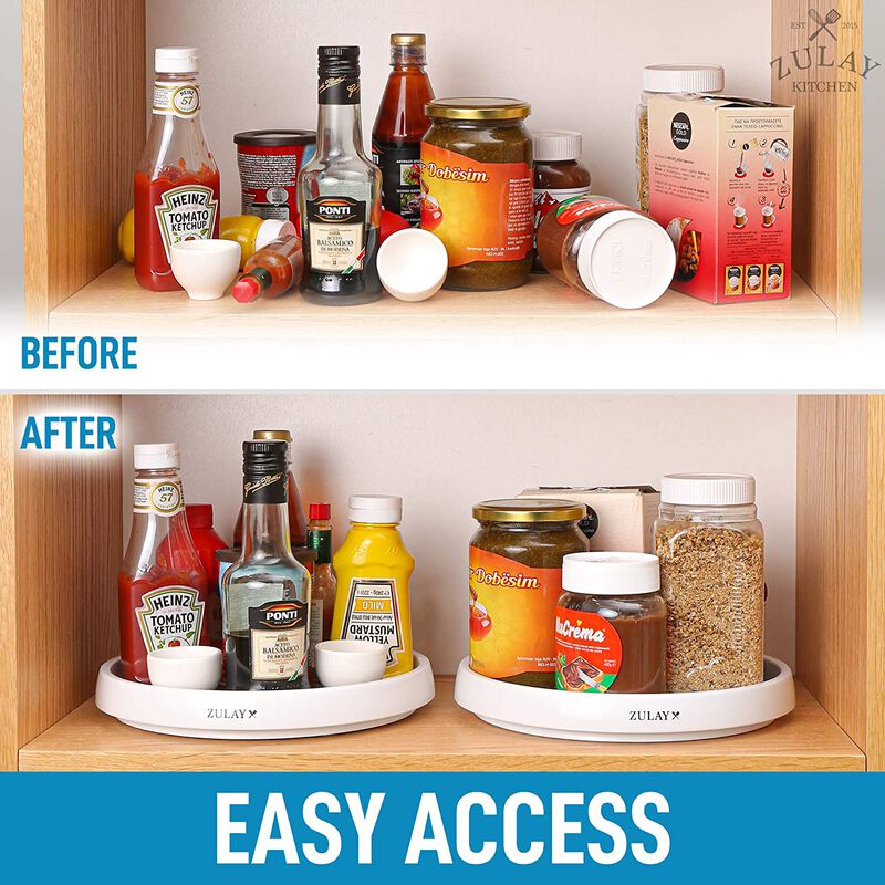 Rotating Lazy Susan Cabinet Organizer With Silicone Padded Grip