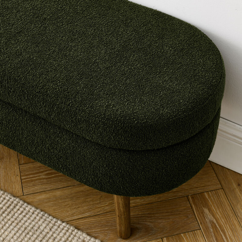 TATEUS Footstool Ottoman with Storage with Rubber Wood Legs