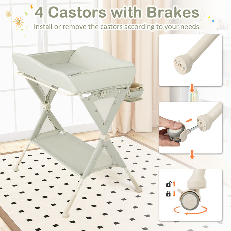 Baby Changing Table on Wheels with Built-In Water Basin – Easy-Clean Design