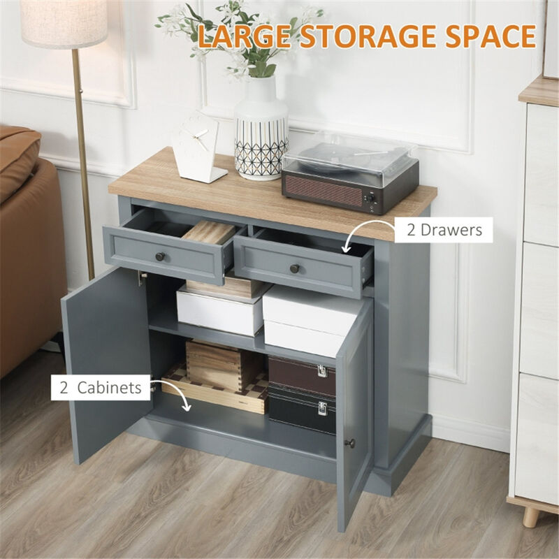 Freestanding Kitchen Cabinet with Doors and Adjustable Shelves image number 5