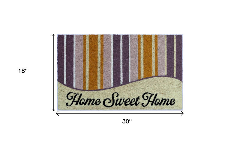 HomeRoots 18" X 30" Beige and Black Coir Home Sweet Home Outdoor Door Mat image number 4