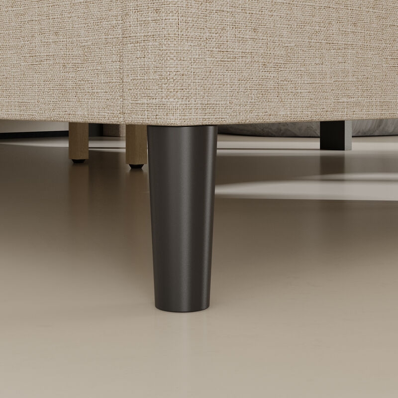 FUFU&GAGA Upholstered Queen Size Bed with Soft Polyester Fabric, (82.3"W x 62.6"D x 41.3"H ), Ivory White Finish