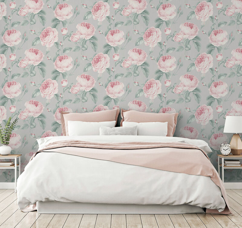 Rosaline Light Grey Floral Wallpaper image number 5