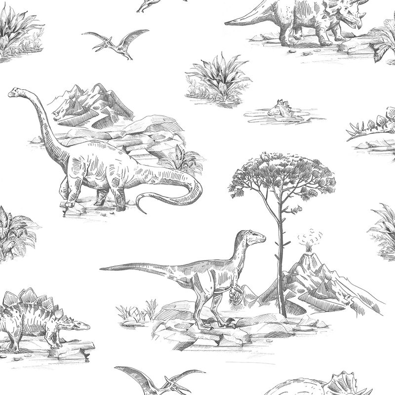 Isolde Charcoal Dinosaurs Wallpaper image number 0