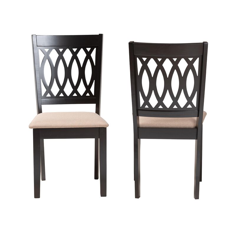 Baxton Studio Florencia Grey Fabric and Walnut Brown Finished Wood 2-Piece Dining Chair Set
