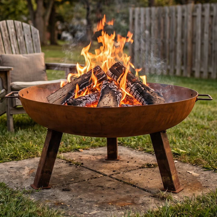 Sunnydaze Rustic Cast Iron Wood-Burning Fire Pit with Handles