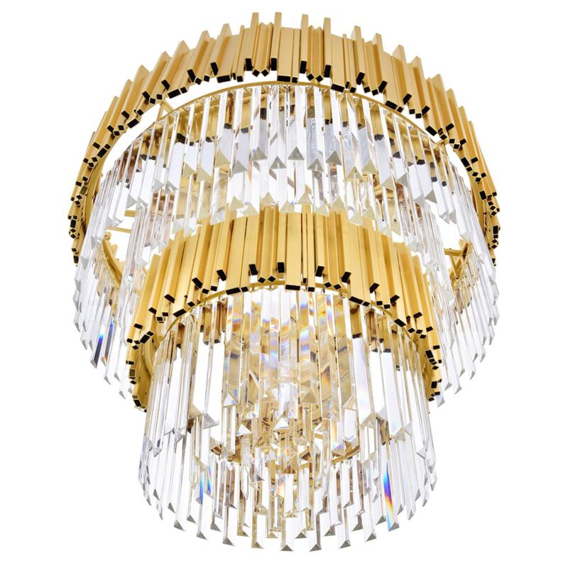 Deco 12 Light Down Chandelier With Medallion Gold Finish