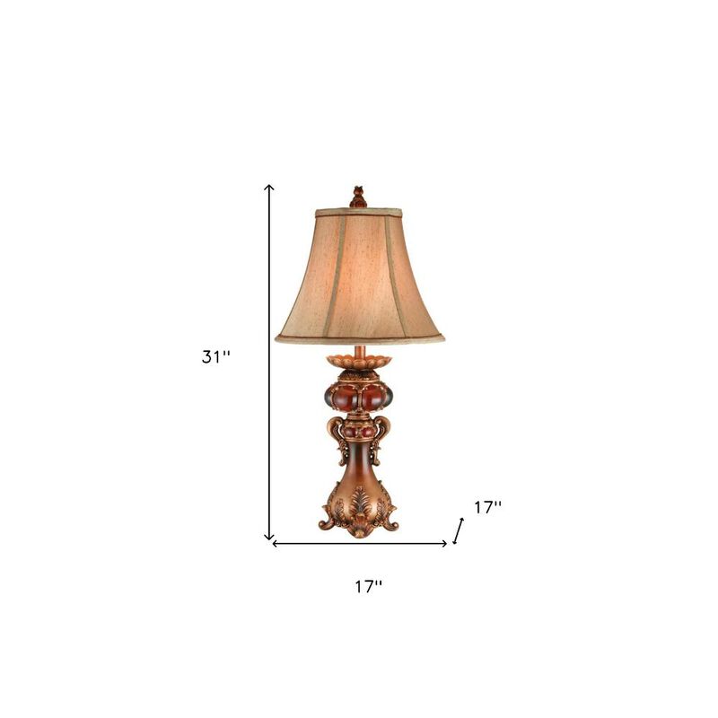 Hivvago Antique Inspired Table Lamp with Linen Lamp Shade