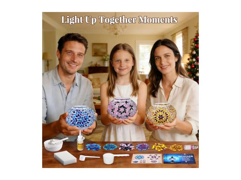 Turkish Mosaic Table Lamp For Bedroom Living Room Blue image number 2