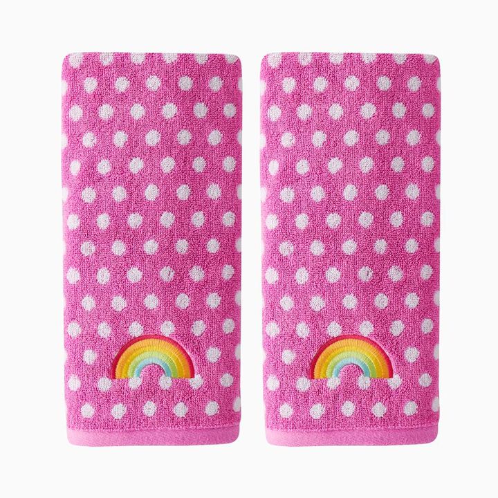 SKL Home Saturday Knight Ltd Rainbow Cloud Soft And Absorbent Cotton Embroidered Hand Towel - 16x26", Pink