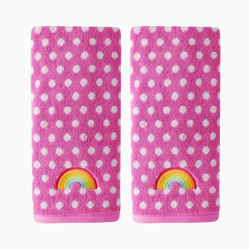 SKL Home Saturday Knight Ltd Rainbow Cloud Soft And Absorbent Cotton Embroidered Hand Towel - 16x26", Pink