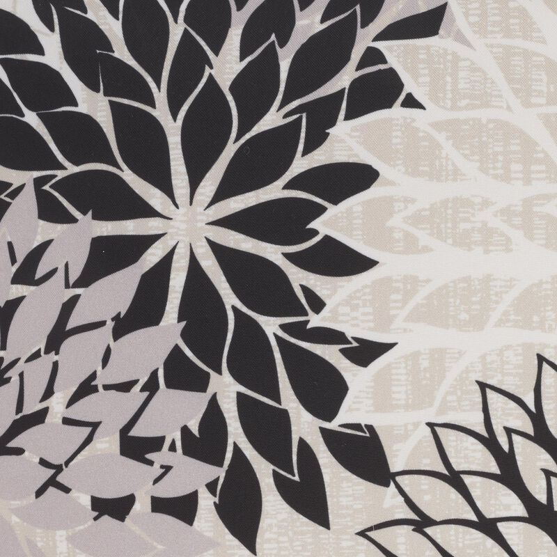 HomeRoots 20" Black Gray and White Handmade Floral Indoor Outdoor Throw Pillow image number 3