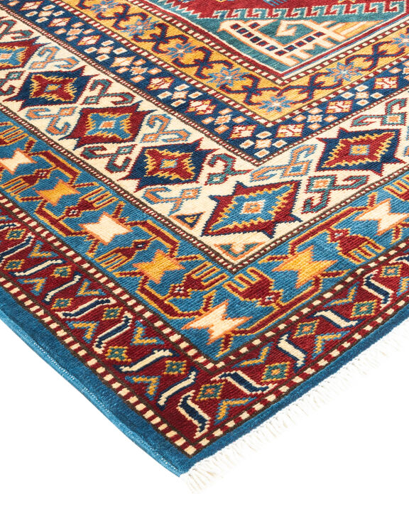 Tribal, One-of-a-Kind Hand-Knotted Area Rug  - Light Blue, 5' 10" x 8' 3"