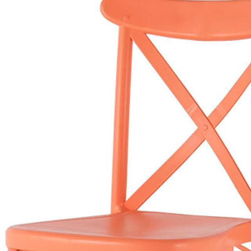 HomeRoots Set of Two Salmon Heavy Duty Plastic Outdoor Stacking Dining Chairs image number 3
