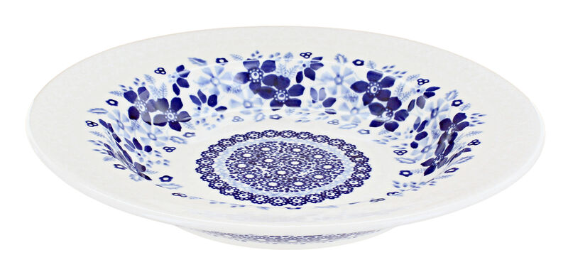 Blue Rose Polish Pottery Prairie Garden Soup Plate