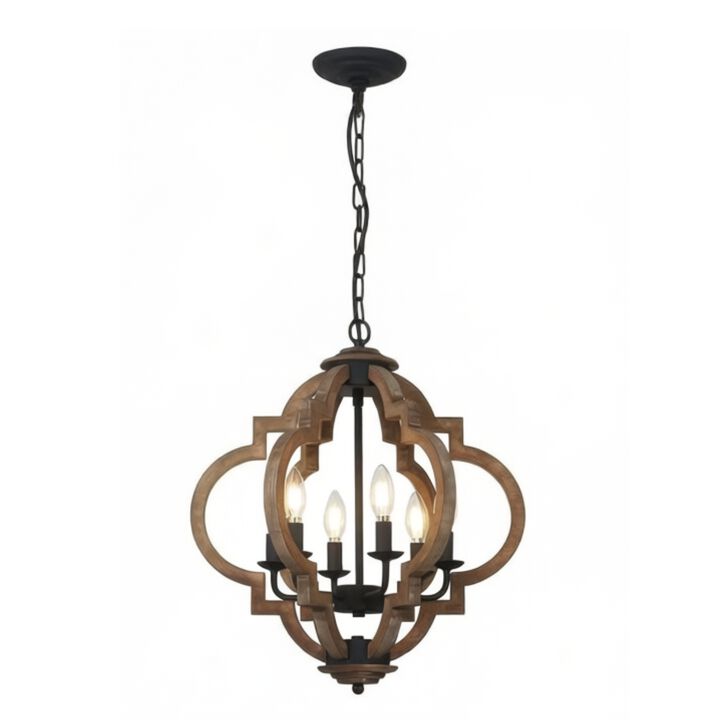 ELEMENT ACE 6-Light Rustic Farmhouse Geometric Orb Chandelier Hanging Pendant Light Fixture for Dining Room Kitchen Island Bedroom Entryway Living Room